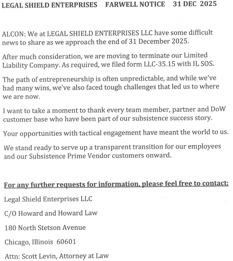 Farewell Notice Document